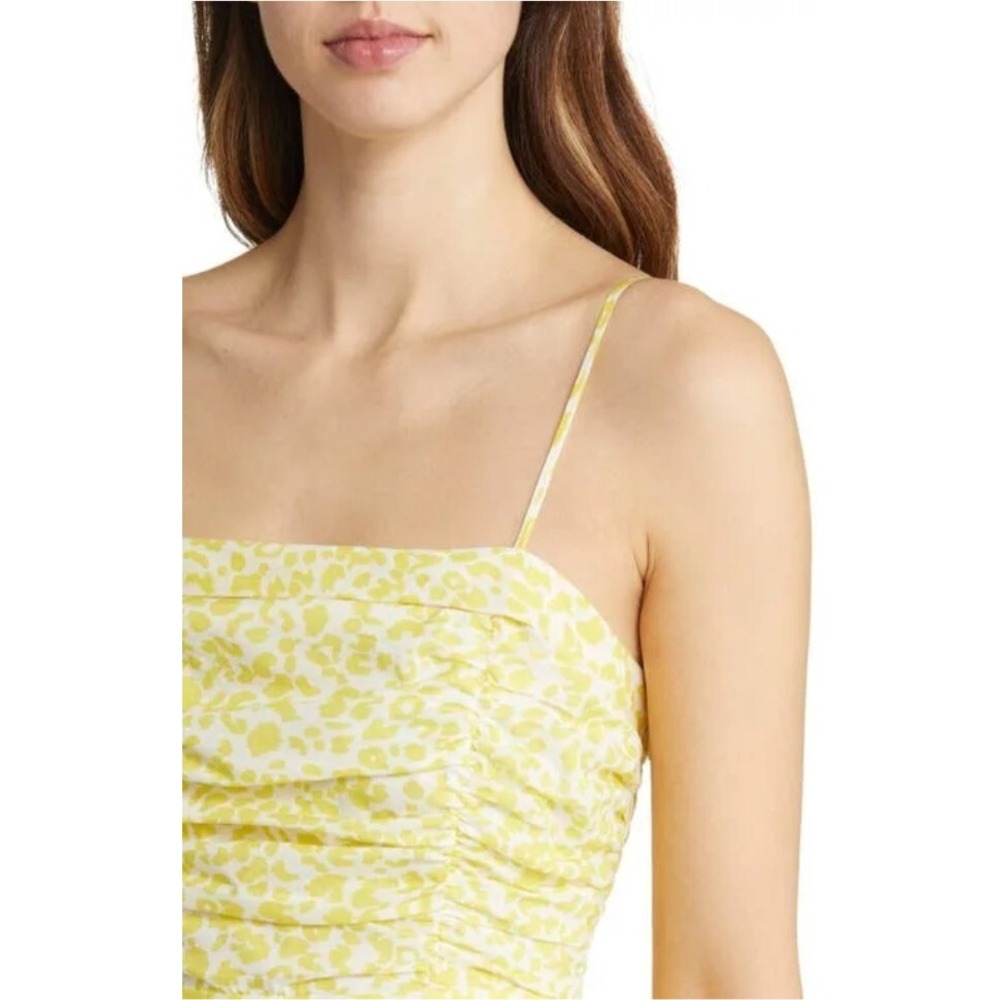 Du Paradis Animal Print Cotton Voile Fit & Flare Yellow Sundress Size Small NWOT - Picture 2 of 10